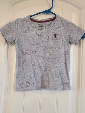 Craft + Flow Grey Short Sleeve Tee with Multicolor Dinosaur Sketches 3T